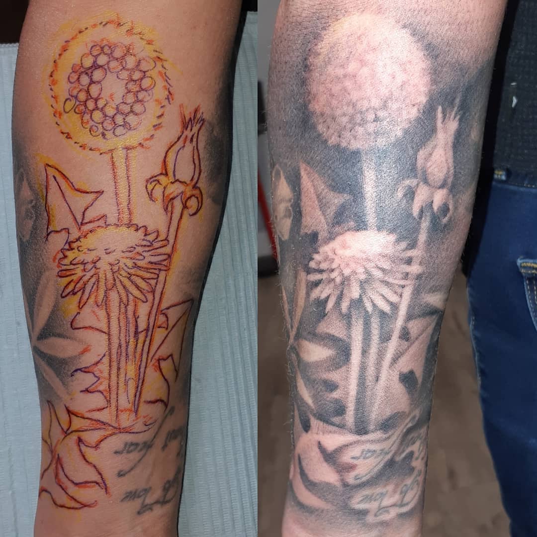 Freehand Dandelion Filler — Clay Walker Tattoo