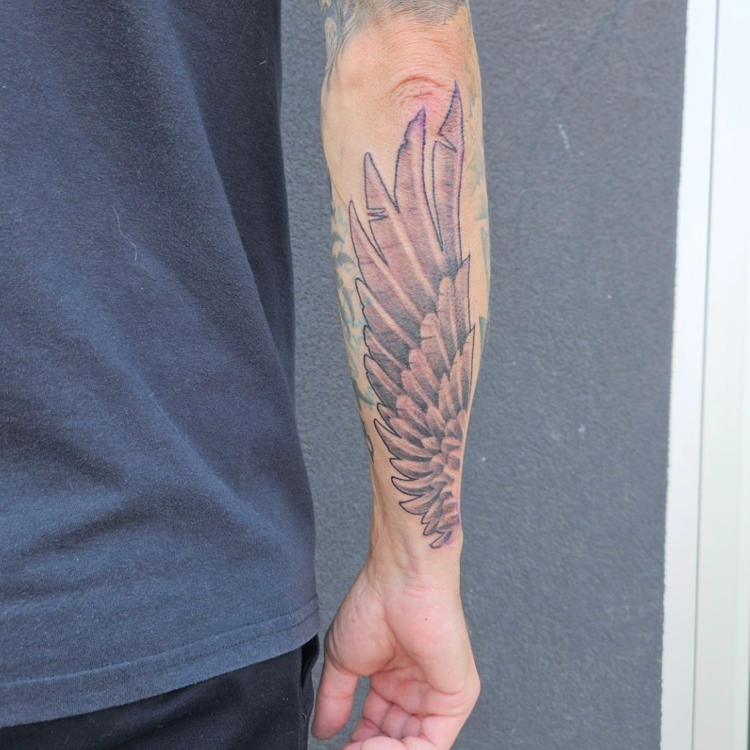 Bird Wing Arm Extension — Clay Walker Tattoo